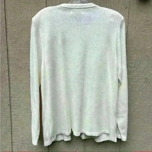 Alfred Dunner Womens Long Sleeve Floral Cardigan Ivory Size Large ZP-9643 - Picture 6 of 7